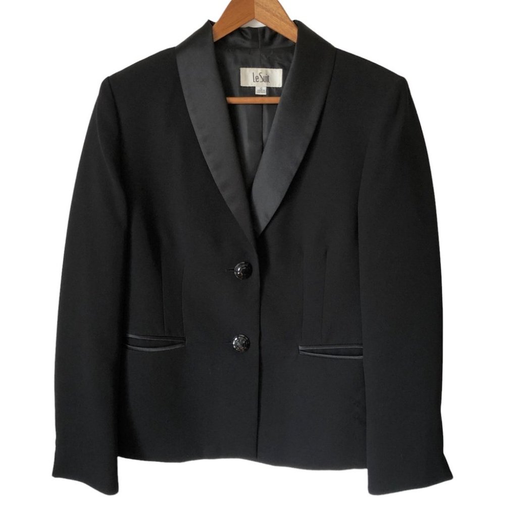Le Suit Black Tuxedo Blazer and Pants Set - Picture 2 of 15